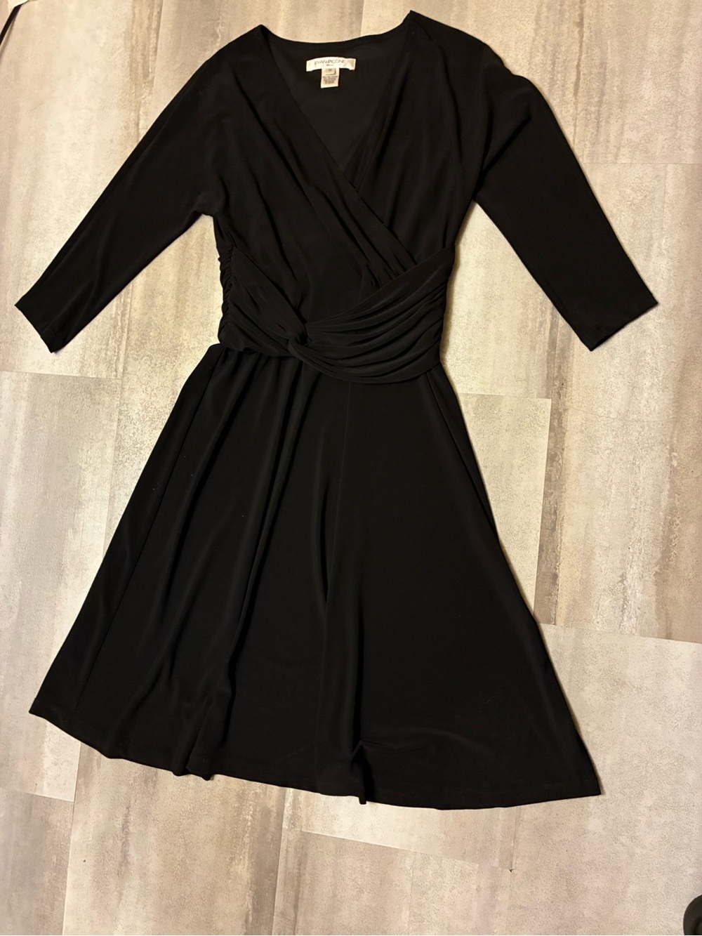 Evan Picone Black Long-Sleeve V-Neck Wrap Dress - Picture 2 of 8
